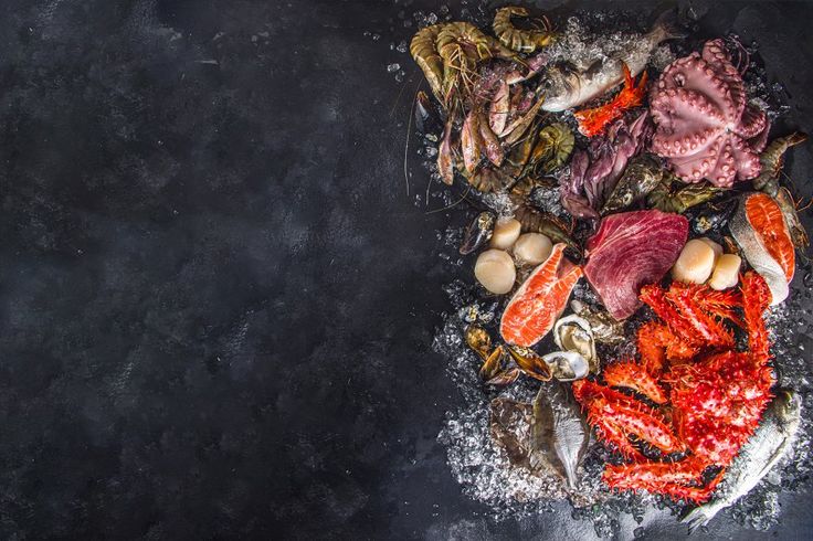 Set of various fresh raw seafood